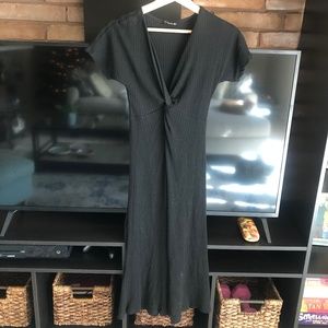 Stradivarius ribbed black short-sleeve jumpsuit